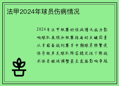 法甲2024年球员伤病情况