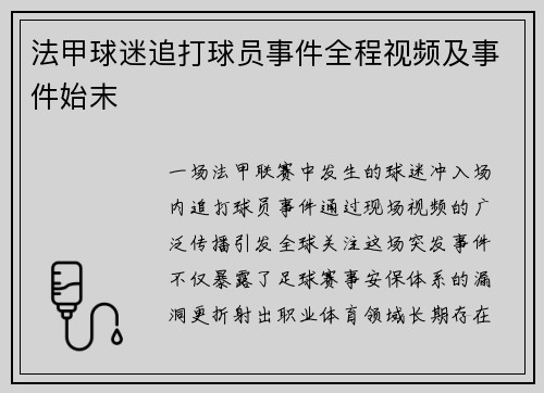 法甲球迷追打球员事件全程视频及事件始末